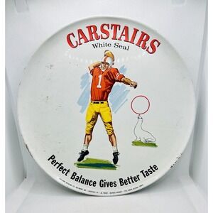 Vintage Advertising Whiskey Platter  CARSTAIRS WHITE SEAL‎ BLENDED WHISKEY Metal